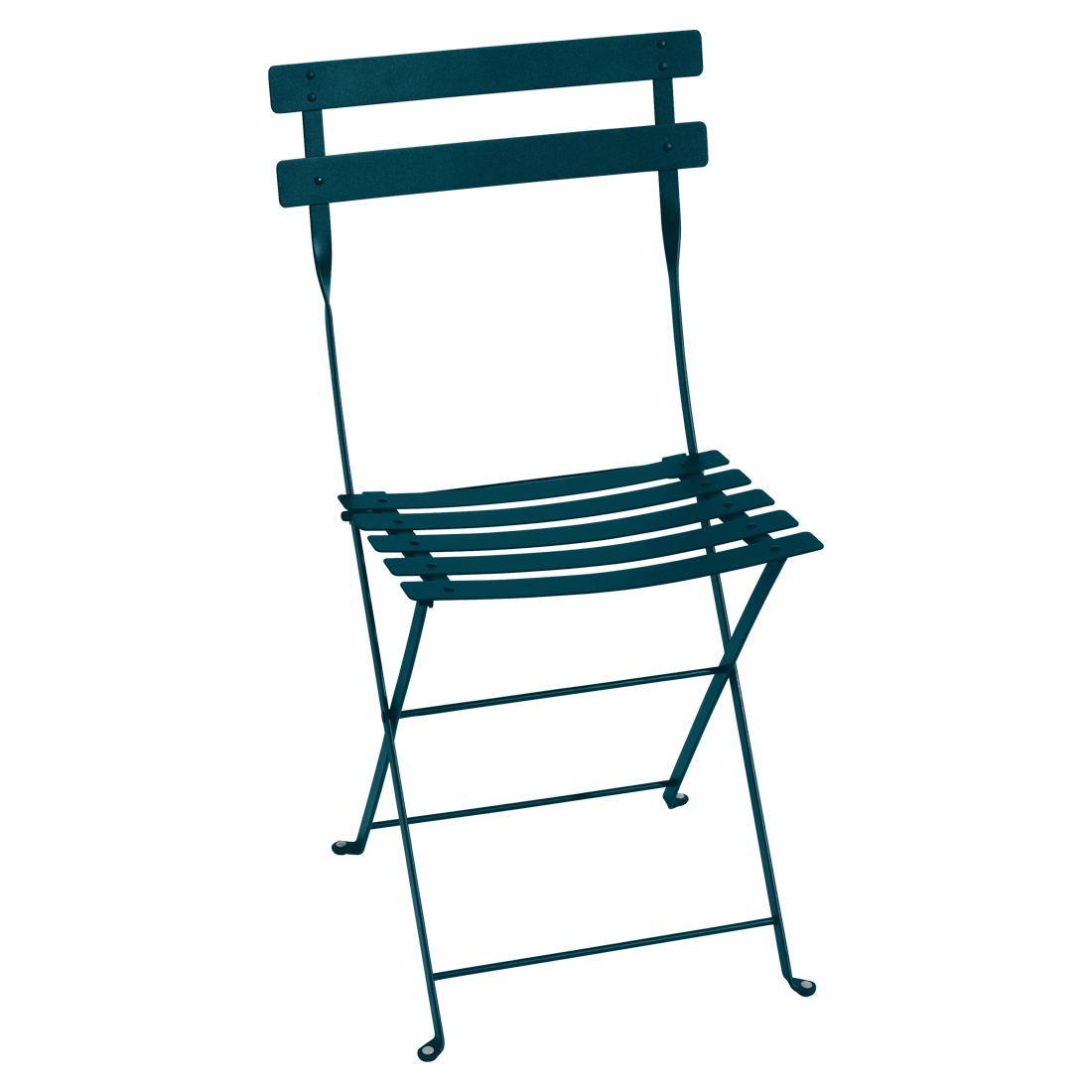 Modrá kovová skládací židle