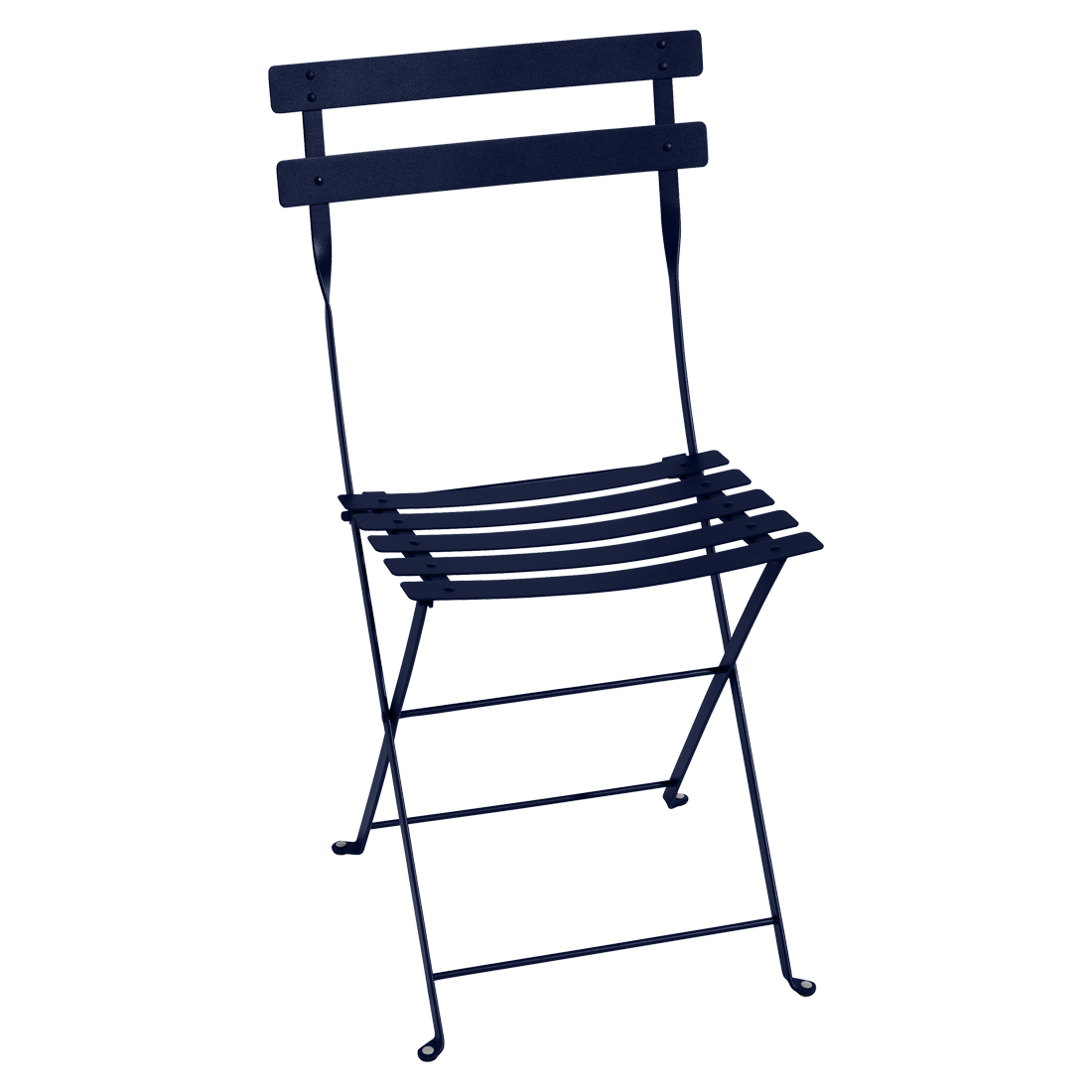 Tmavě modrá kovová skládací židle