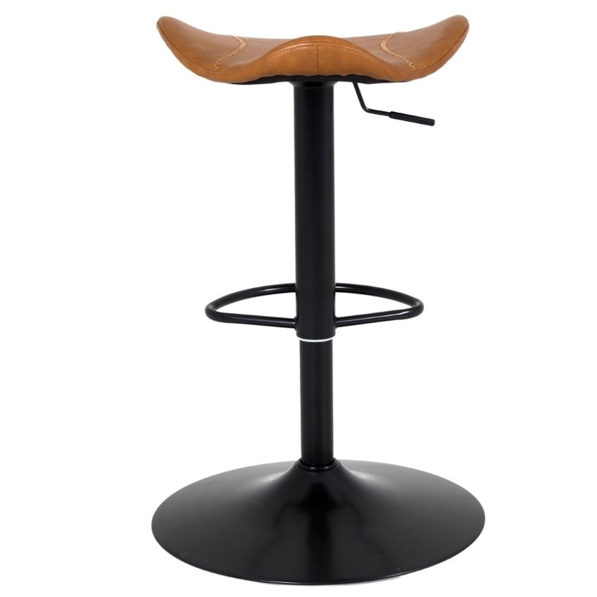 Hnědá koženková nastavitelná barová židle Tenzo