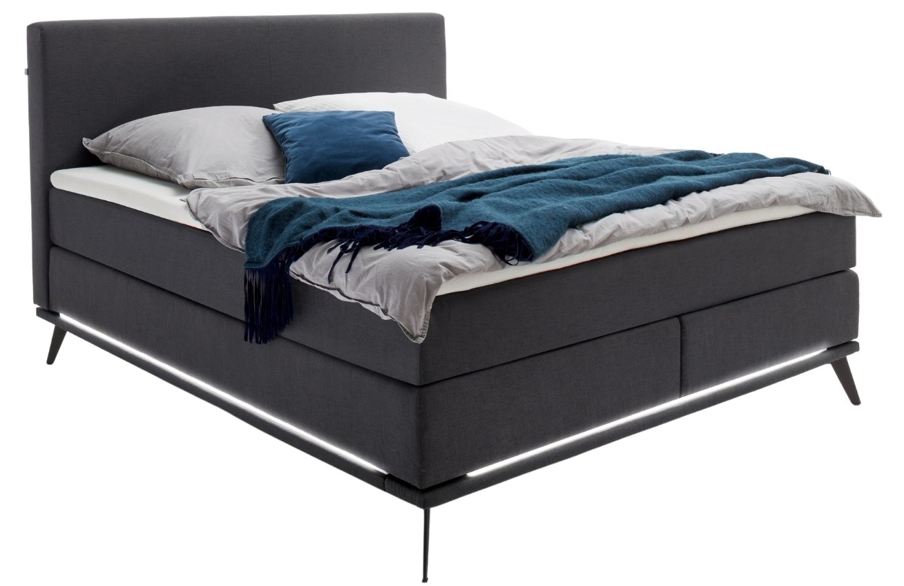 Antracitově šedá látková dvoulůžková postel 180 x 200