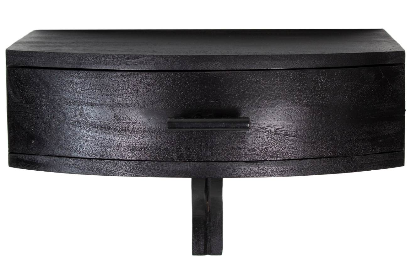 Hoorns Černý akátový nástěnný noční stolek Libie