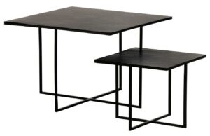 Hoorns Set dvou tmavě hnědých kovových konferenčních stolků Huet 44