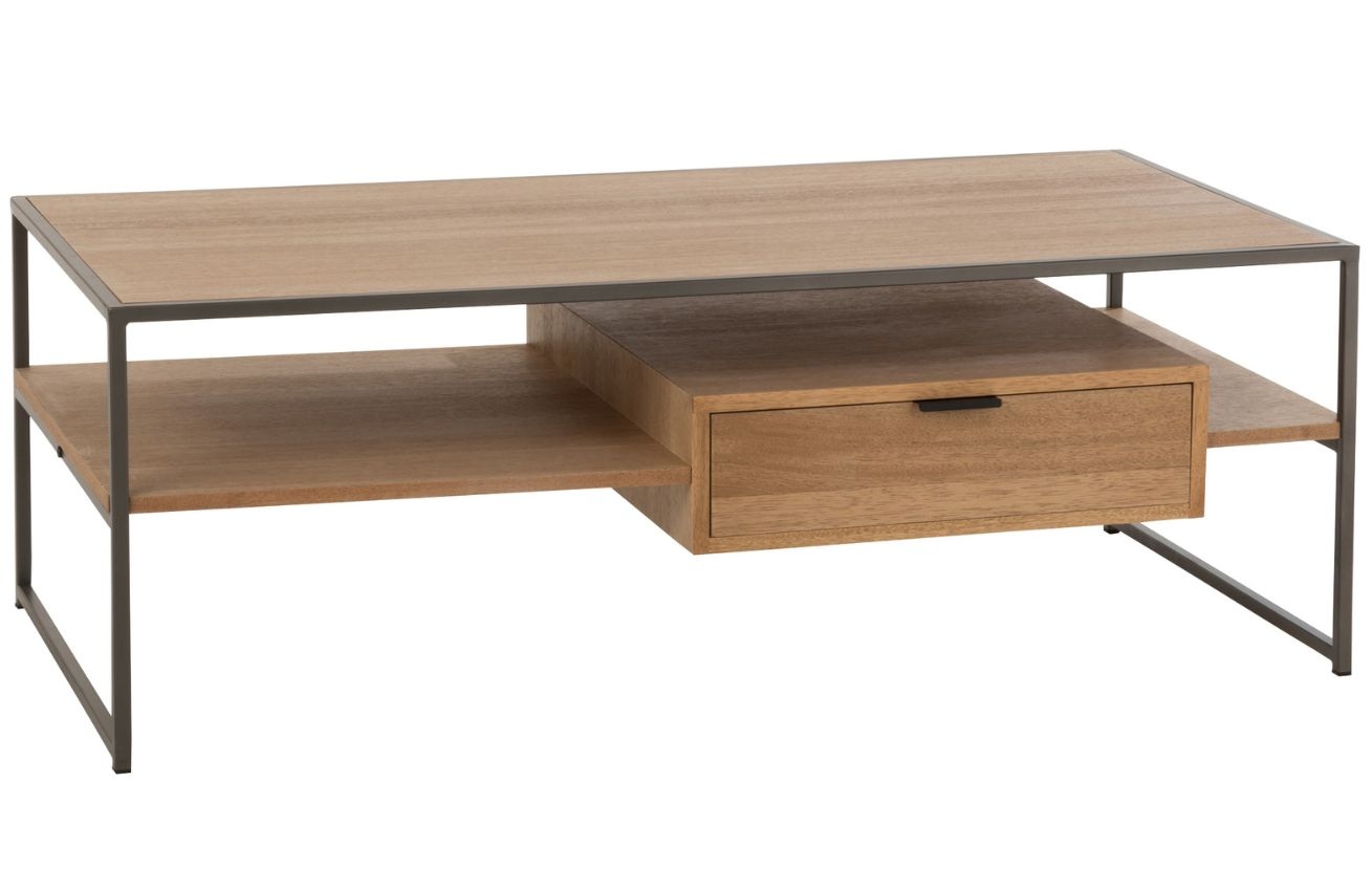 Hnědý dřevěný konferenční stolek J-line Differa