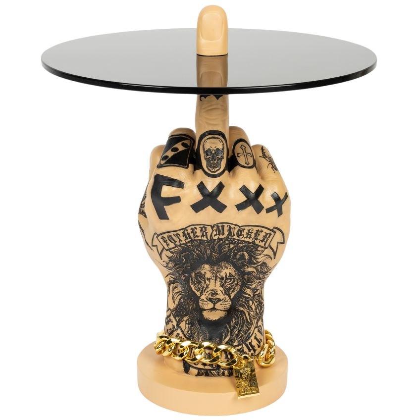 Kouřově šedý skleněný odkládací stolek Bold Monkey