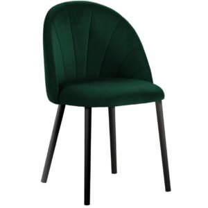 Smaragdově zelená sametová jídelní židle
