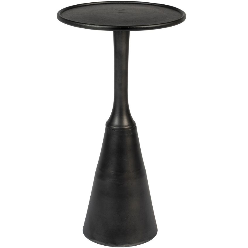 White Label Černý kovový kulatý odkládací stolek