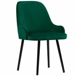 Tmavě zelená sametová jídelní židle