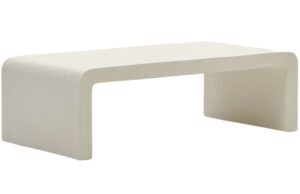 Bílý cementový zahradní konferenční stolek Kave Home