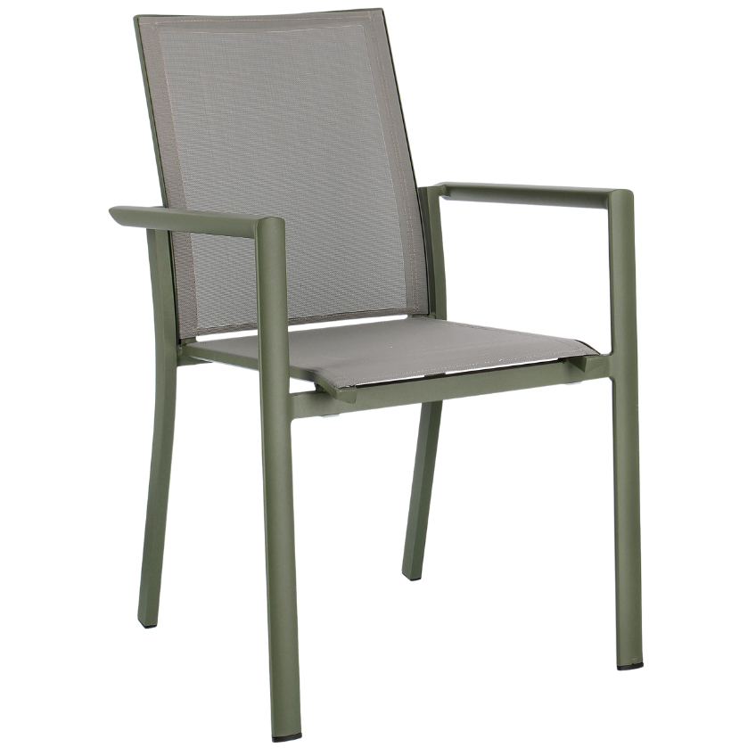 Šedo-zelená látková zahradní židle