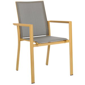 Šedo-žlutá látková zahradní židle