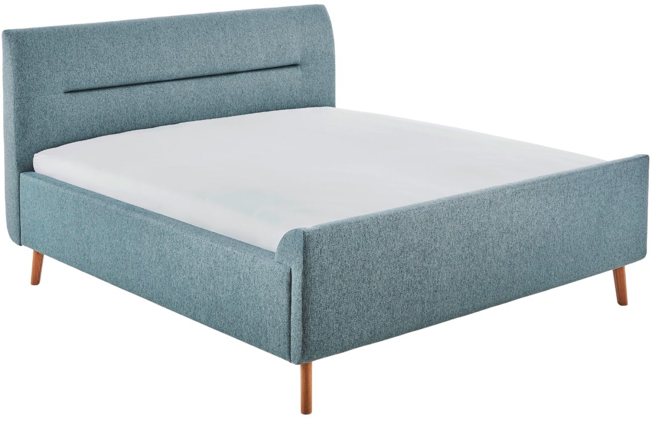 Modrozelená látková dvoulůžková postel Meise Möbel Enjoy 180