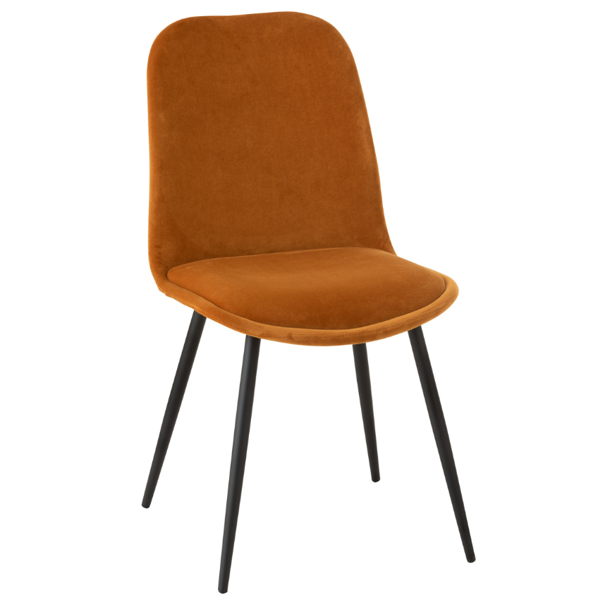 Oranžová sametová jídelní židle J-line