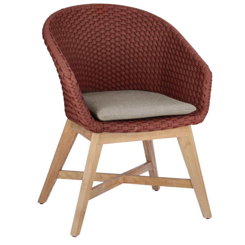Červeno-béžová pletená zahradní židle
