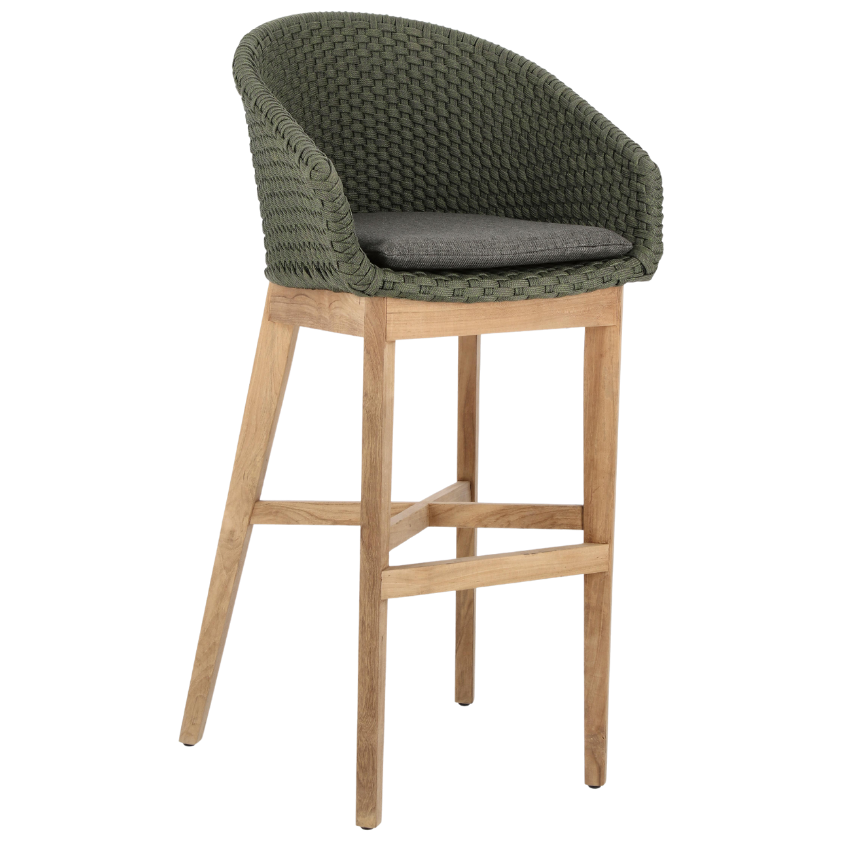 Zeleno-šedá pletená zahradní barová židle Bizzotto