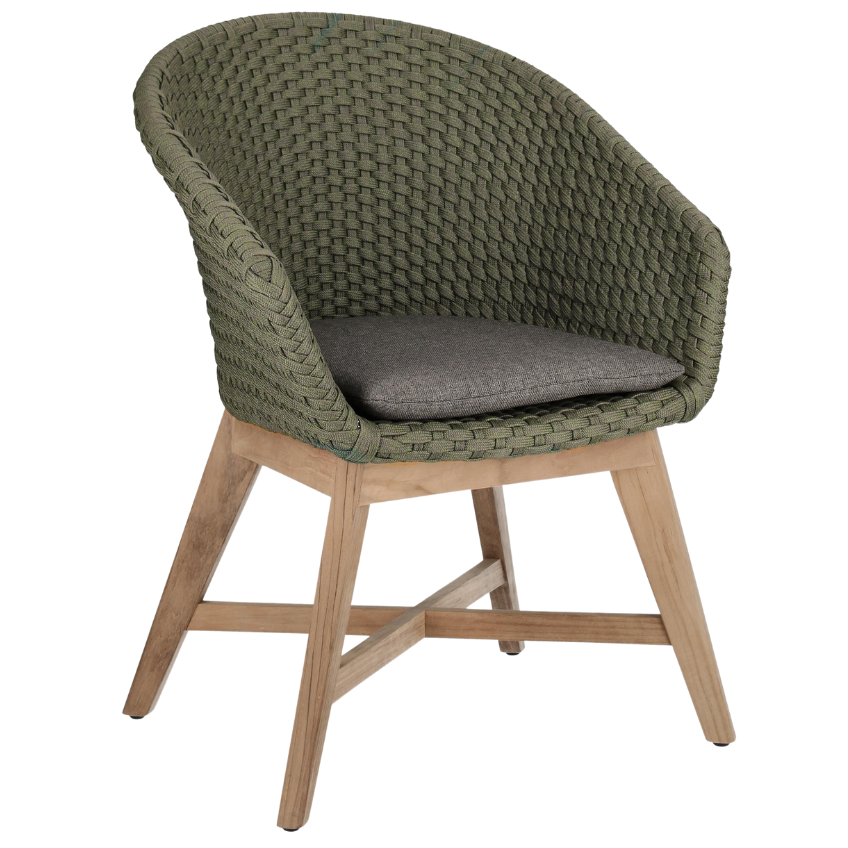 Zeleno-šedá pletená zahradní židle