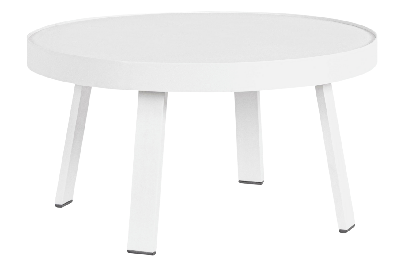 Bílý kovový zahradní konferenční stolek