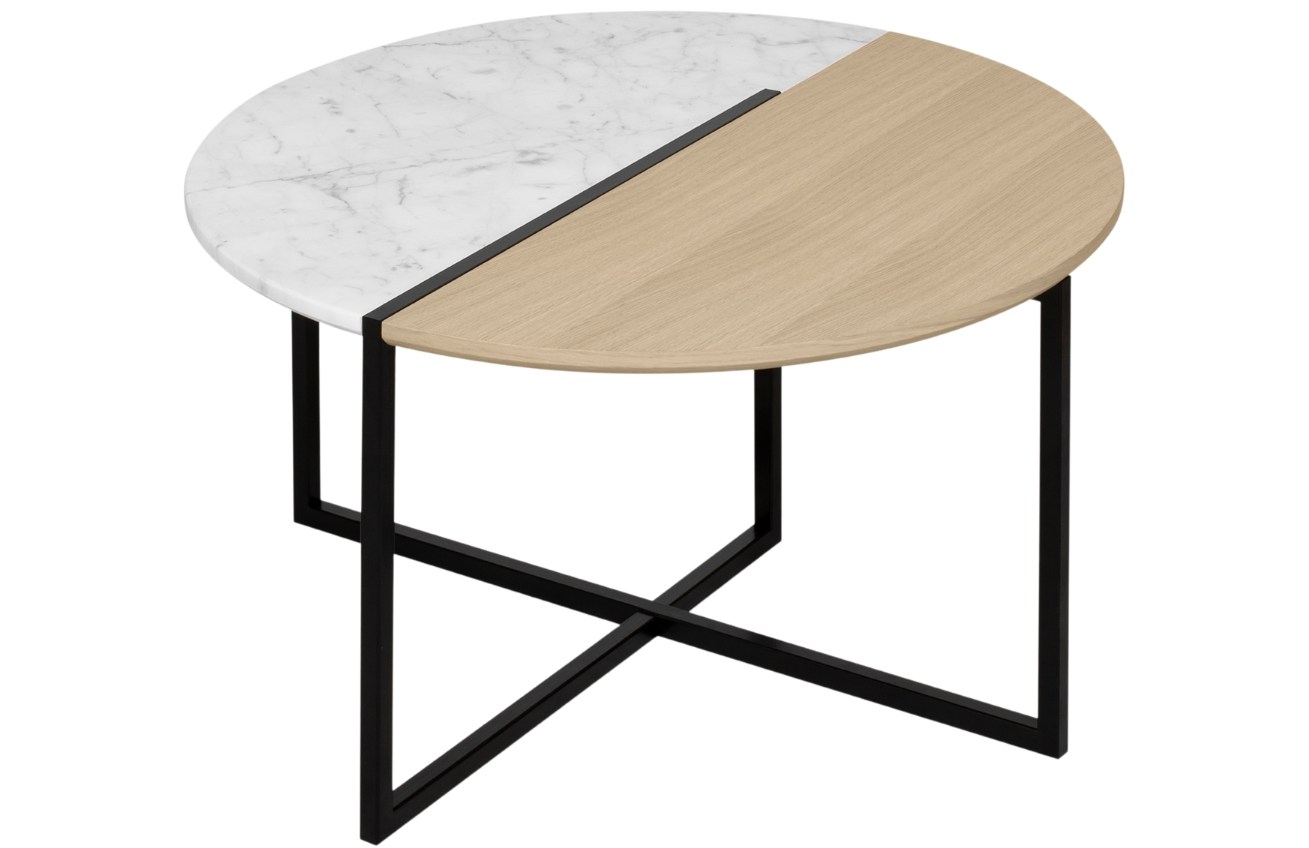 Hnědo bílý mramorový konferenční stolek TEMAHOME
