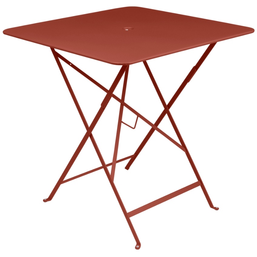 Okrově červený kovový skládací stůl Fermob Bistro