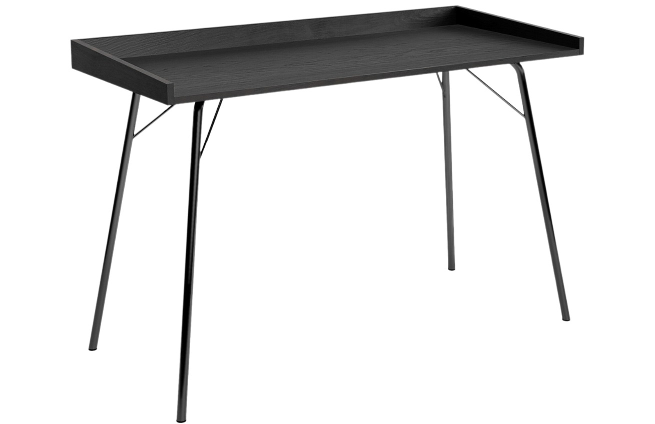 Černý dubový pracovní stůl Woodman Rayburn s kovovou