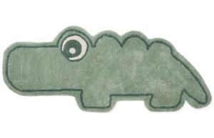 Zelený bavlněný koberec ve tvaru krokodýla