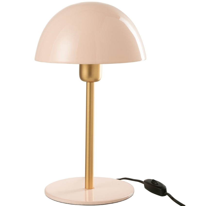 Růžová kovová stolní lampa
