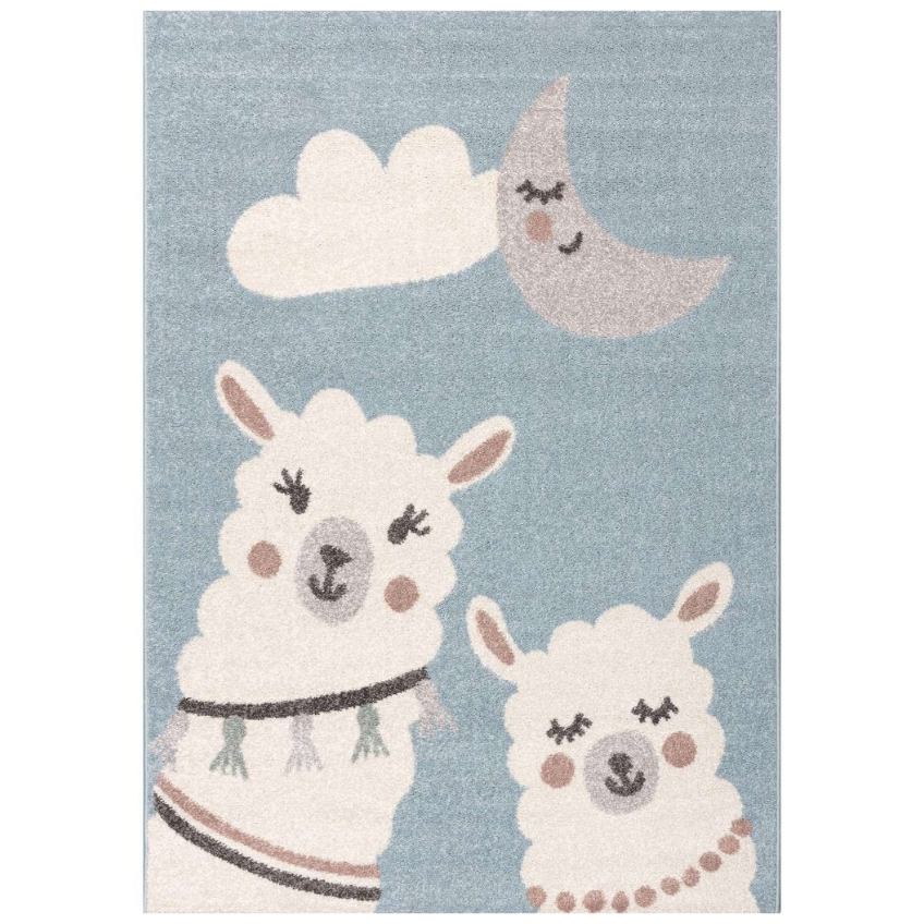Yellow Tipi Modrý dětský koberec Cute llama